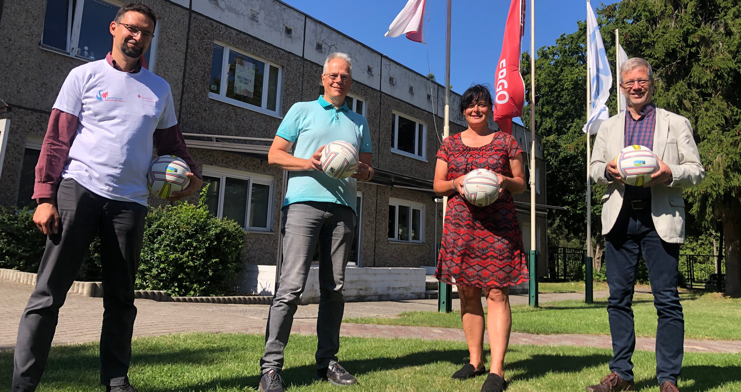 Zu Besuch beim Greifswalder Sportbund: Dr. Stephan Braun, Heiner Klemp, Rita Kremer und Oberbürgermeister Dr. Stefan Fassbinder.